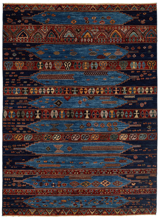 5x7 Blue and Multicolor Anatolian Tribal Rug