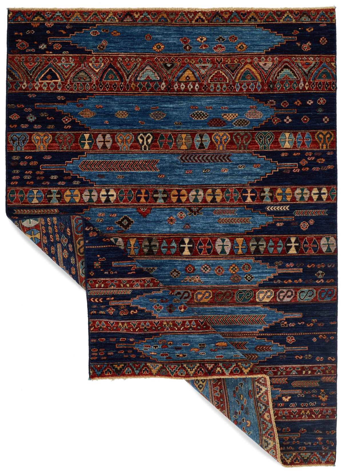 5x7 Blue and Multicolor Anatolian Tribal Rug