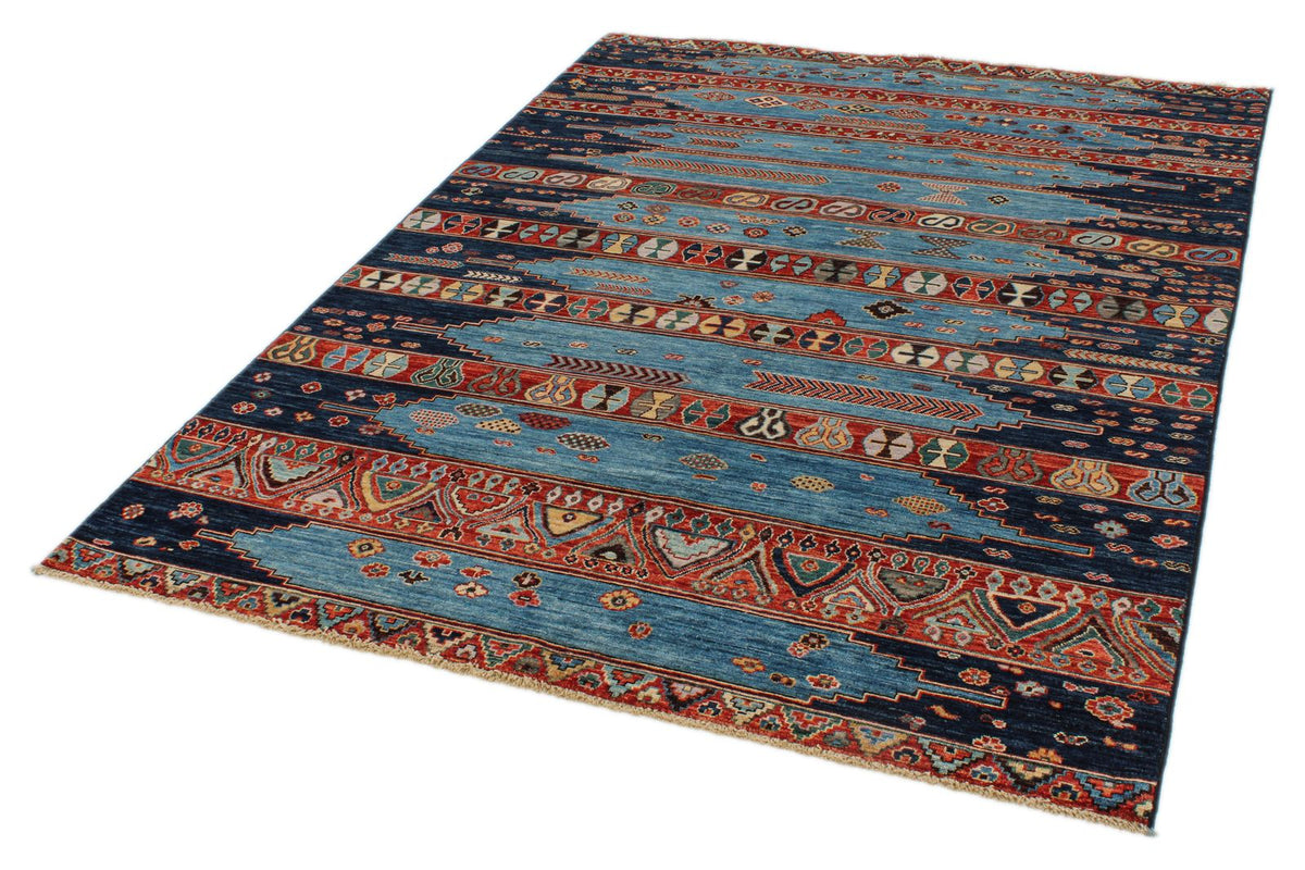 5x7 Blue and Multicolor Anatolian Tribal Rug