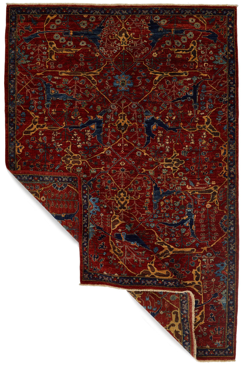 5x8 Rust and Navy Traditional Rug