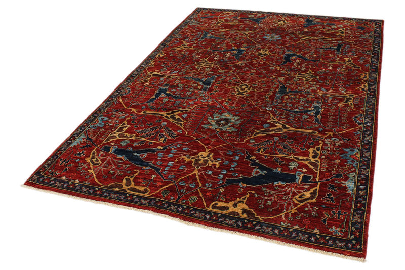 5x8 Rust and Navy Traditional Rug