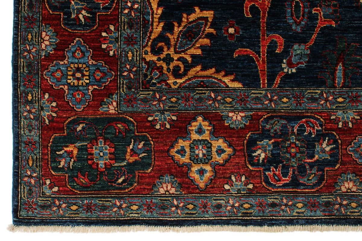 5x9 Navy and Rust Anatolian Traditional Rug