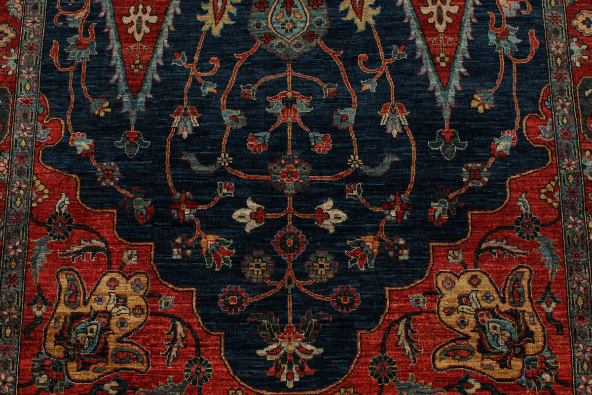 5x9 Navy and Rust Anatolian Traditional Rug