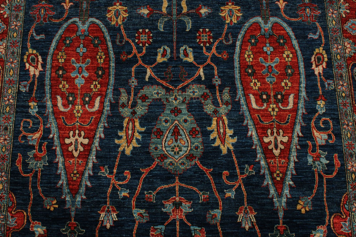 5x9 Navy and Rust Anatolian Traditional Rug