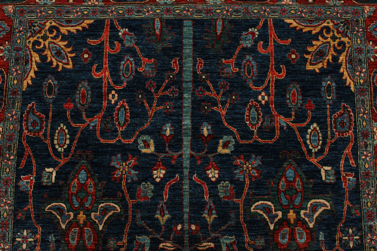 5x9 Navy and Rust Anatolian Traditional Rug