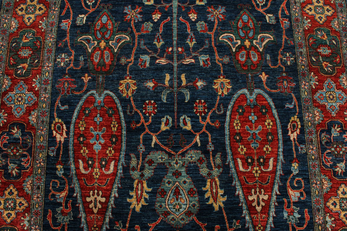 5x9 Navy and Rust Anatolian Traditional Rug