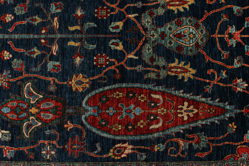5x9 Navy and Rust Anatolian Traditional Rug