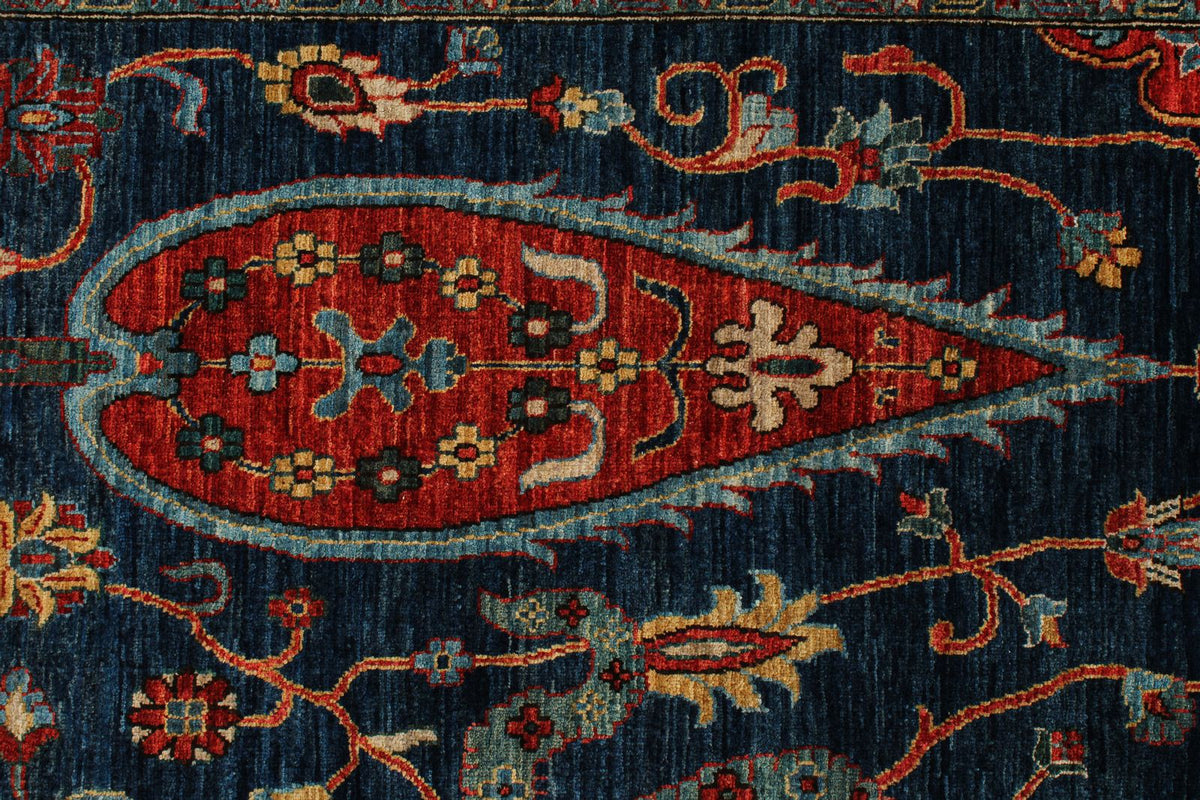 5x9 Navy and Rust Anatolian Traditional Rug