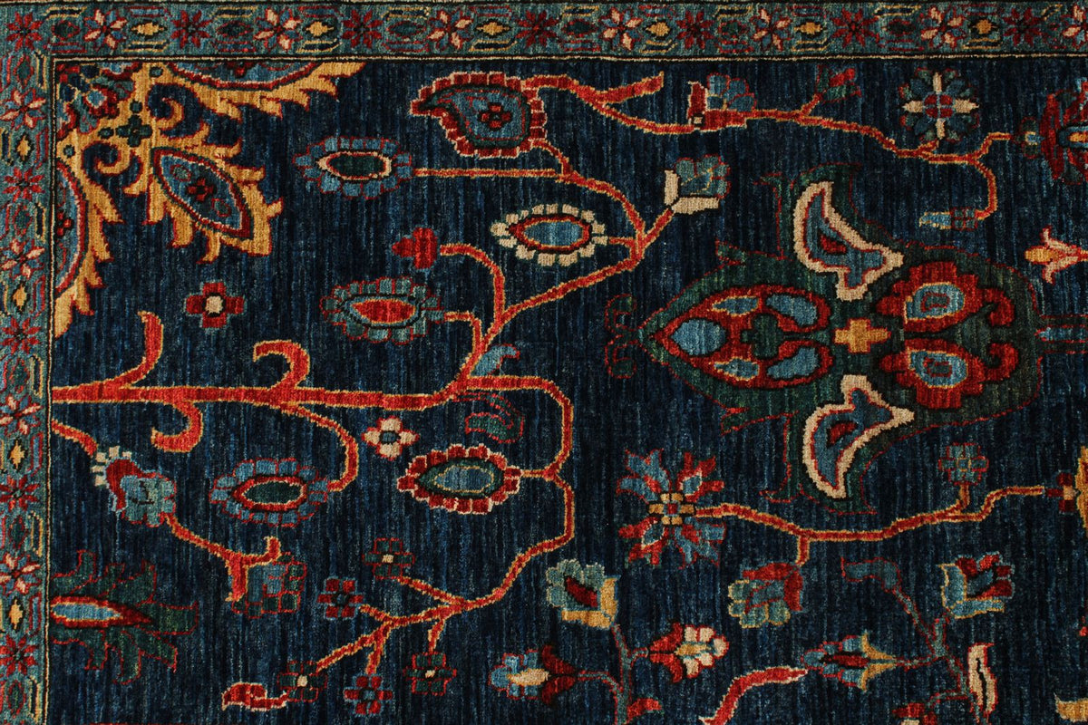 5x9 Navy and Rust Anatolian Traditional Rug