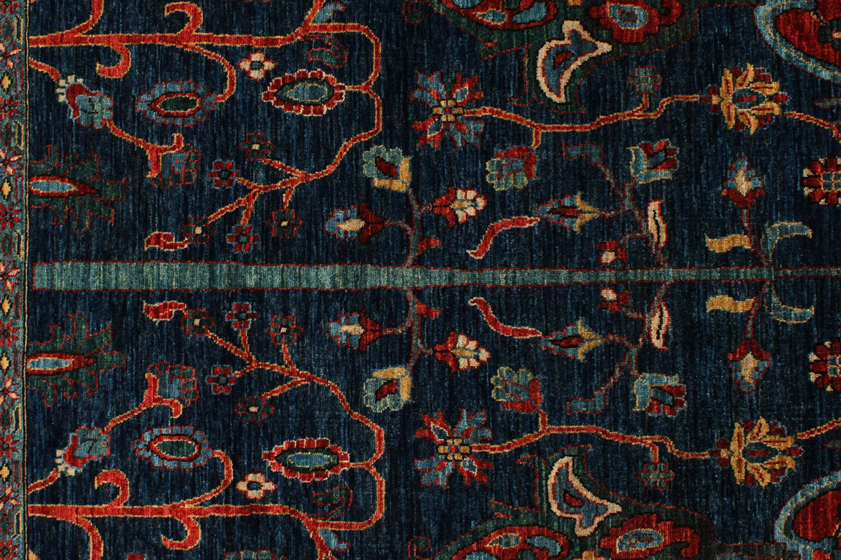 5x9 Navy and Rust Anatolian Traditional Rug