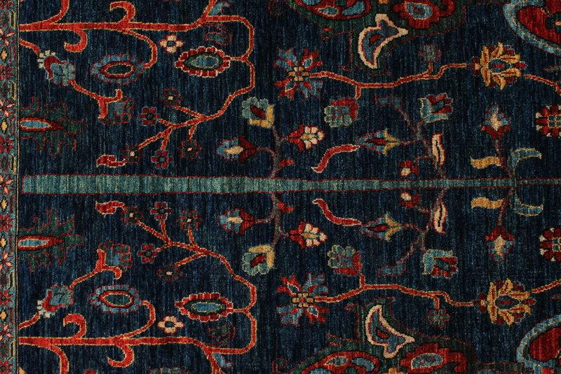 5x9 Navy and Rust Anatolian Traditional Rug
