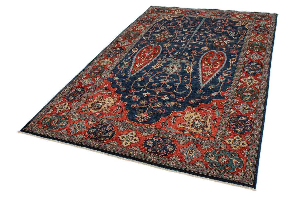 5x9 Navy and Rust Anatolian Traditional Rug