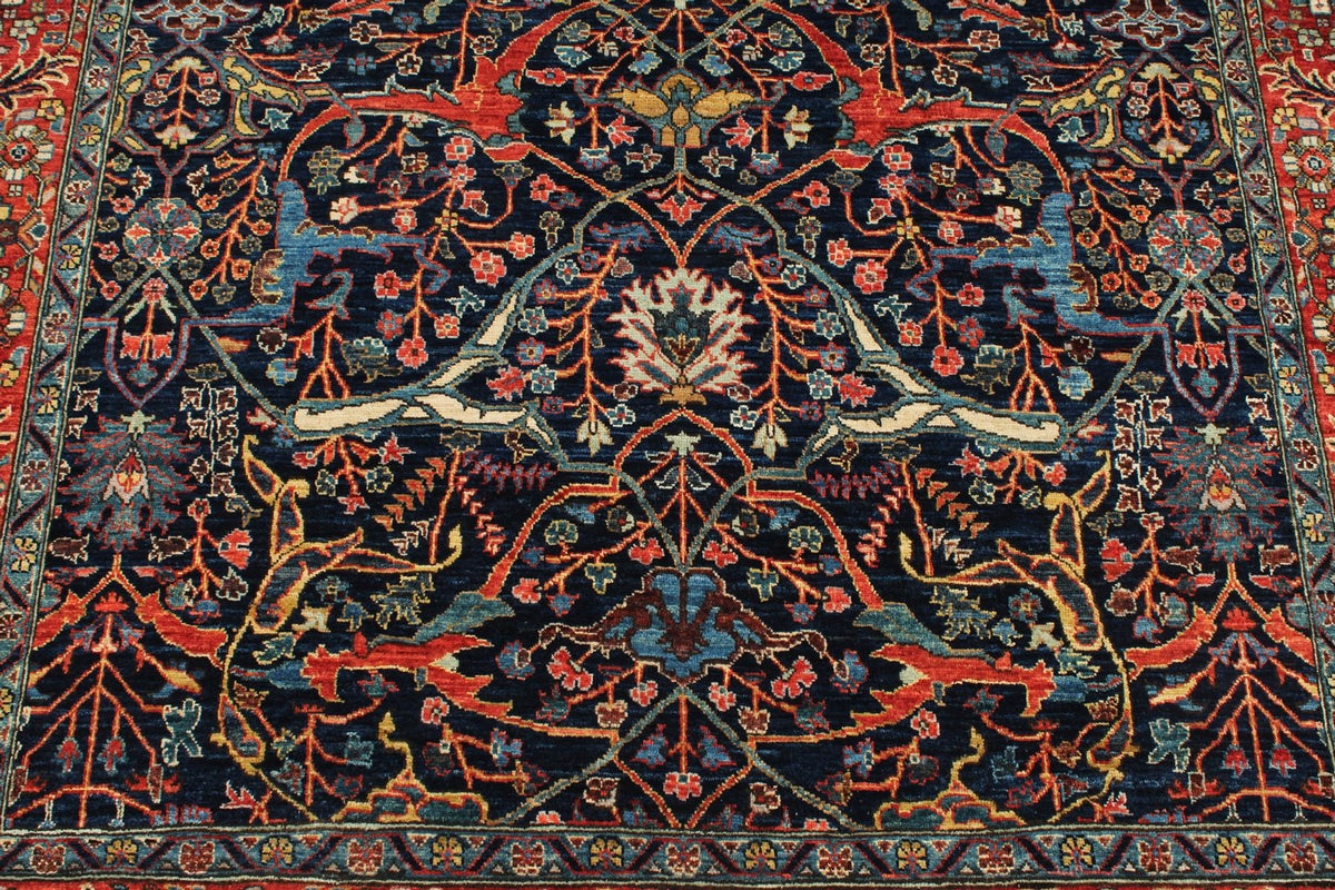 5x7 Navy and Red Anatolian Traditional Rug