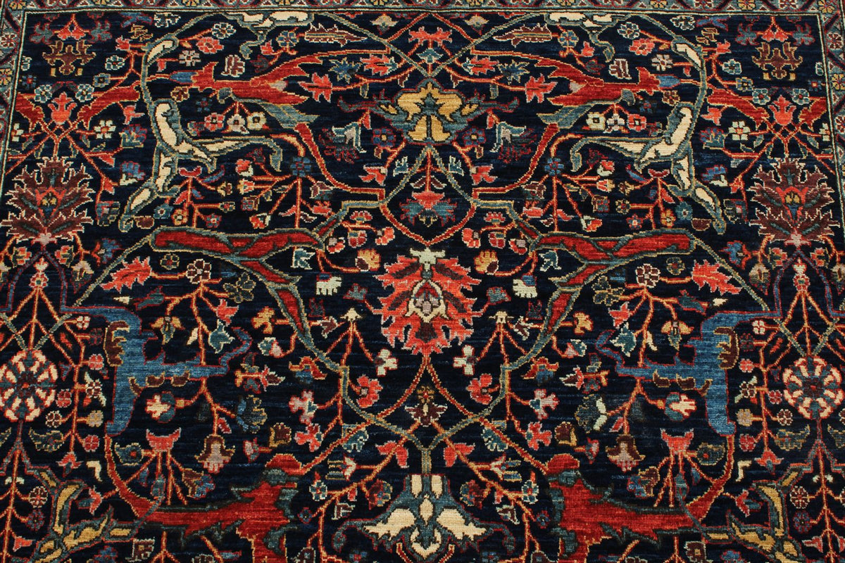 5x7 Navy and Red Anatolian Traditional Rug