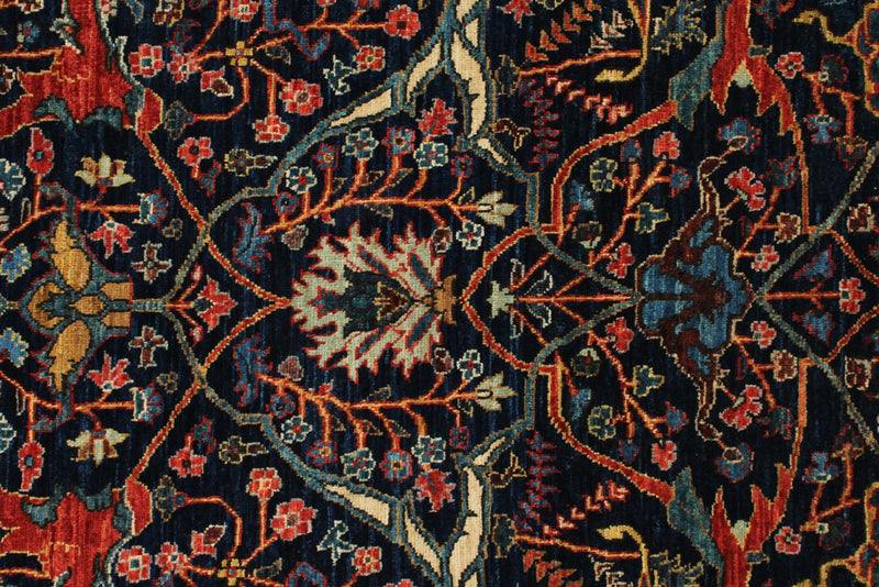 5x7 Navy and Red Anatolian Traditional Rug