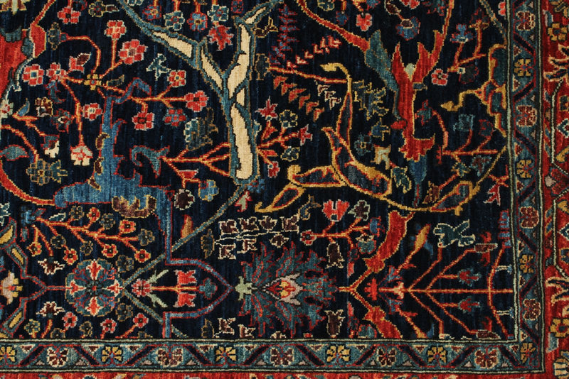 5x7 Navy and Red Anatolian Traditional Rug