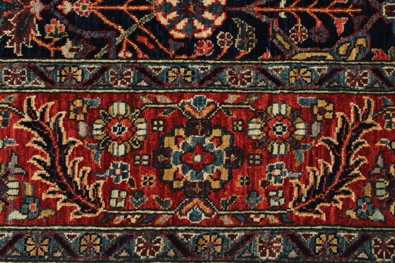5x7 Navy and Red Anatolian Traditional Rug