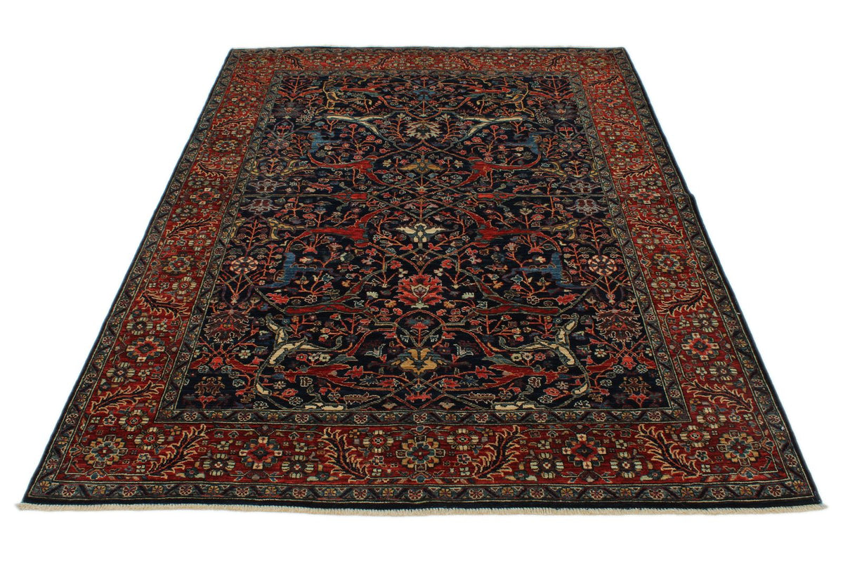 5x7 Navy and Red Anatolian Traditional Rug