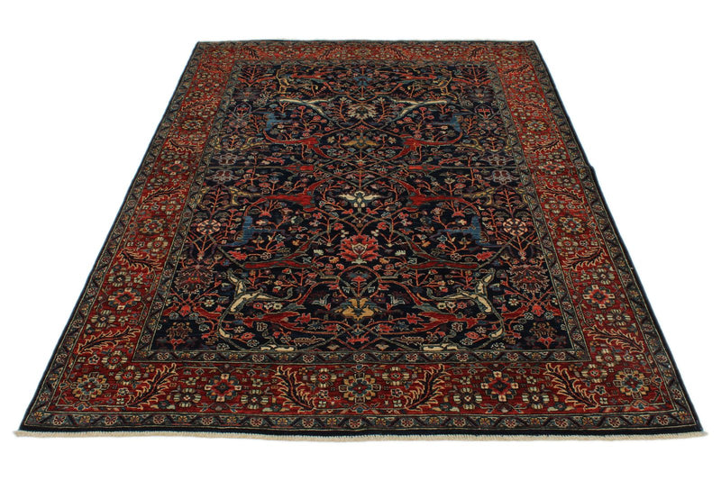 5x7 Navy and Red Anatolian Traditional Rug