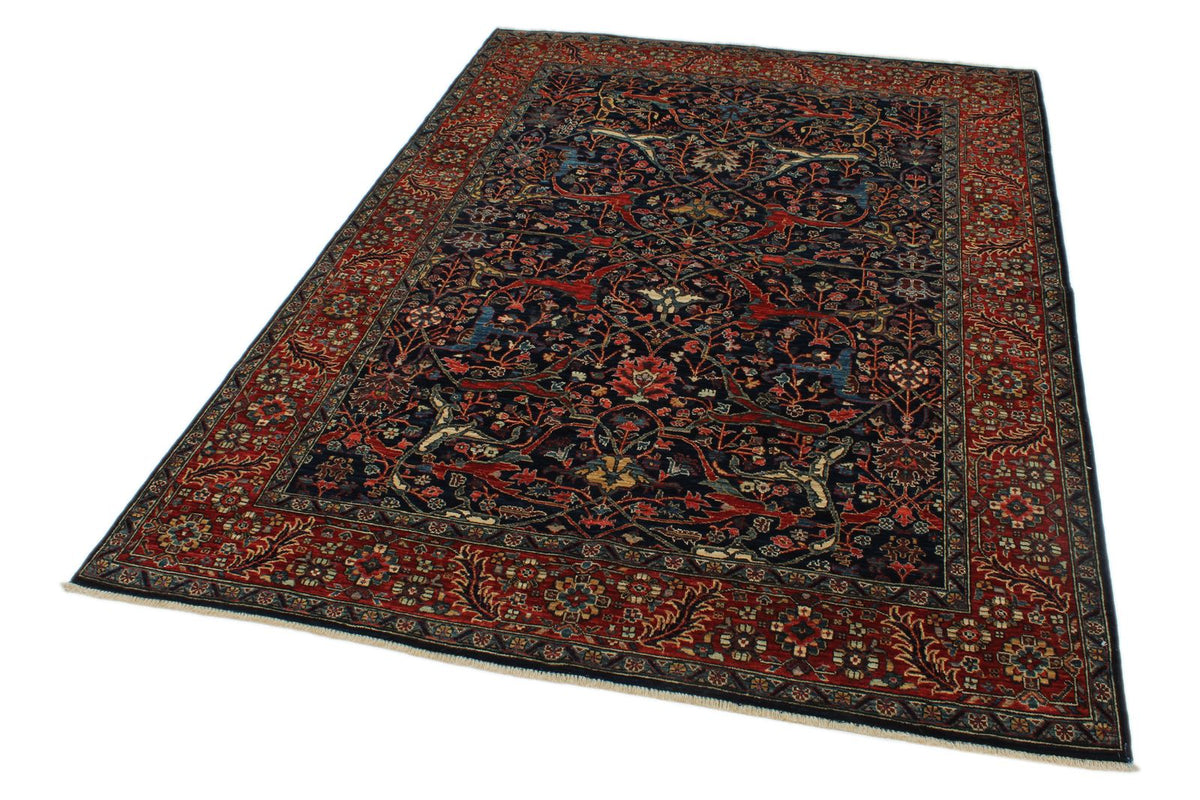 5x7 Navy and Red Anatolian Traditional Rug