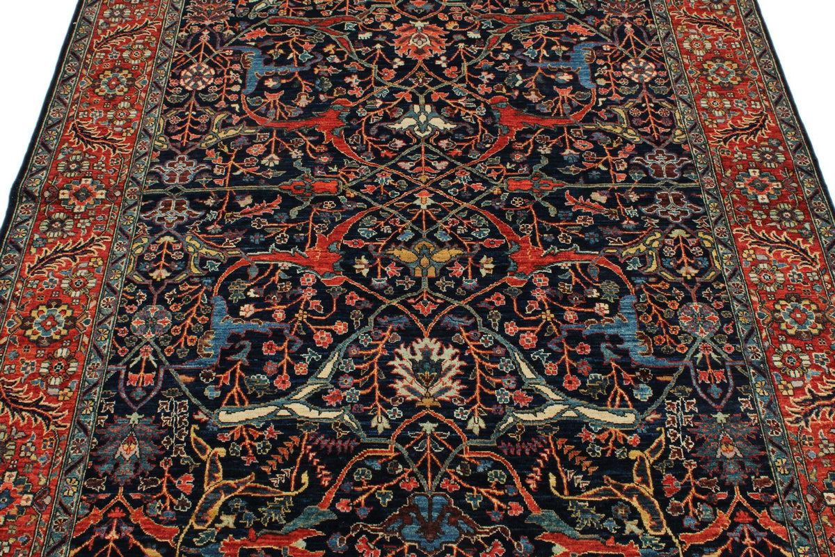 5x7 Navy and Red Anatolian Traditional Rug