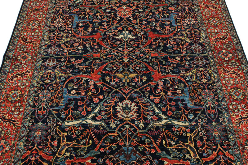 5x7 Navy and Red Anatolian Traditional Rug