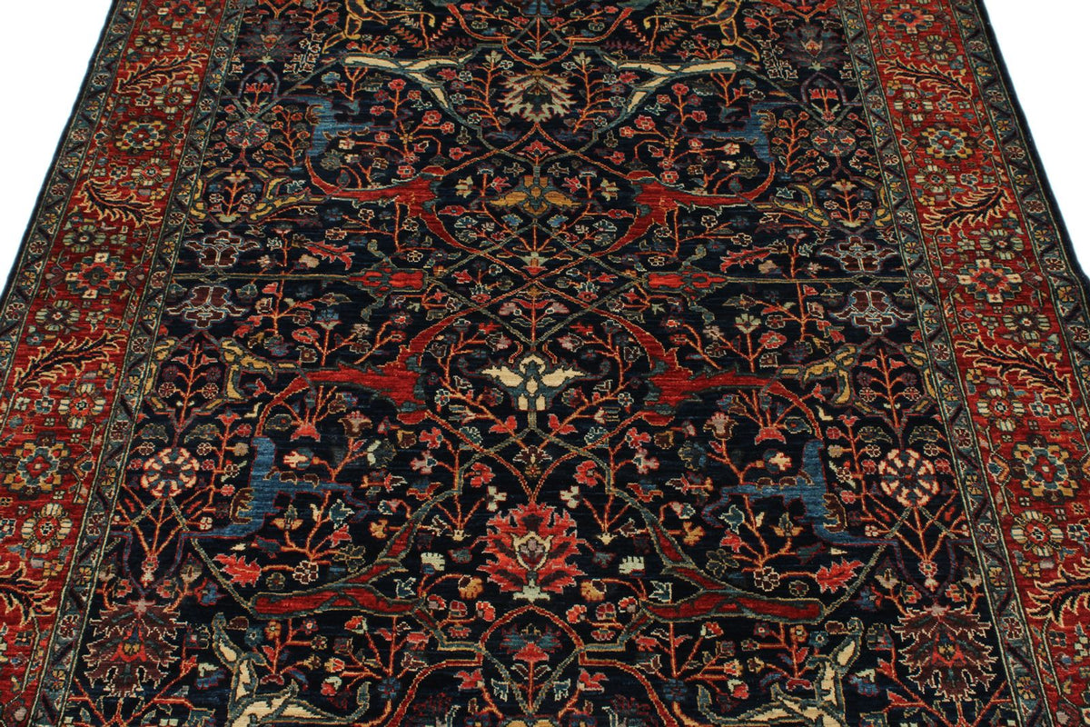 5x7 Navy and Red Anatolian Traditional Rug