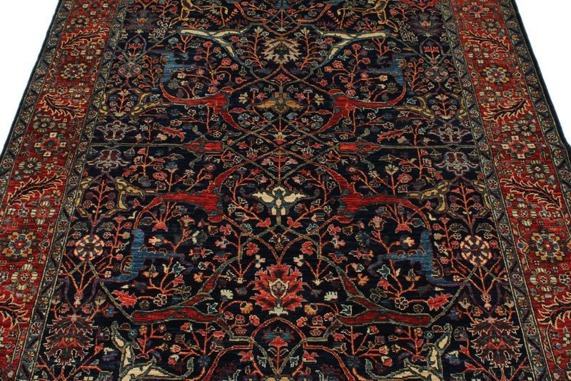 5x7 Navy and Red Anatolian Traditional Rug