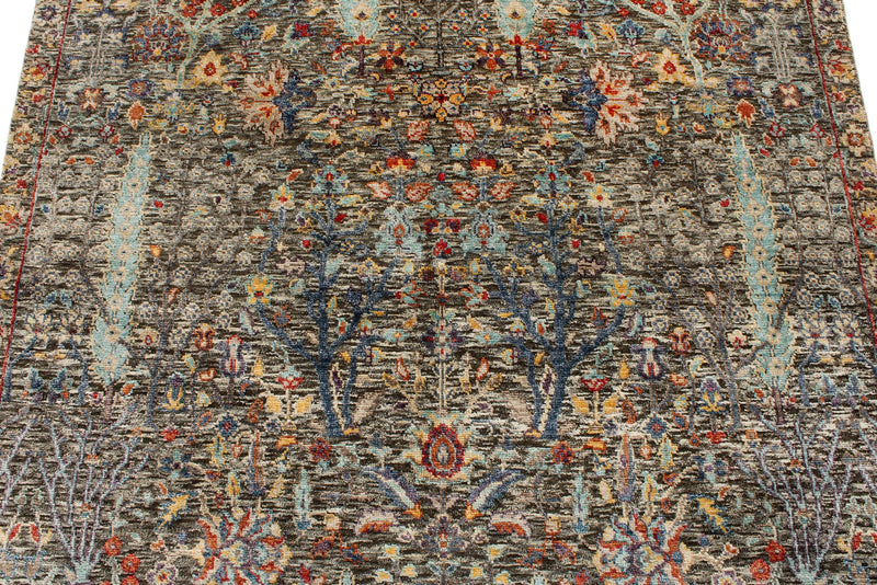 5x8 Brown and Multicolor Turkish Oushak Rug