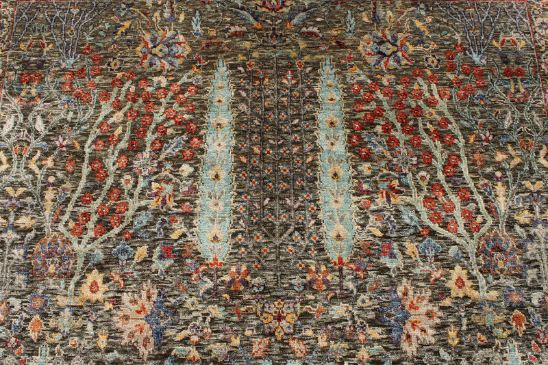 5x8 Brown and Multicolor Turkish Oushak Rug