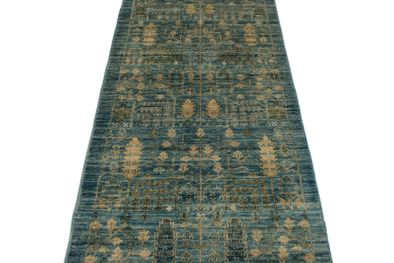 3x10 Blue and Ivory Anatolian Traditional Runner