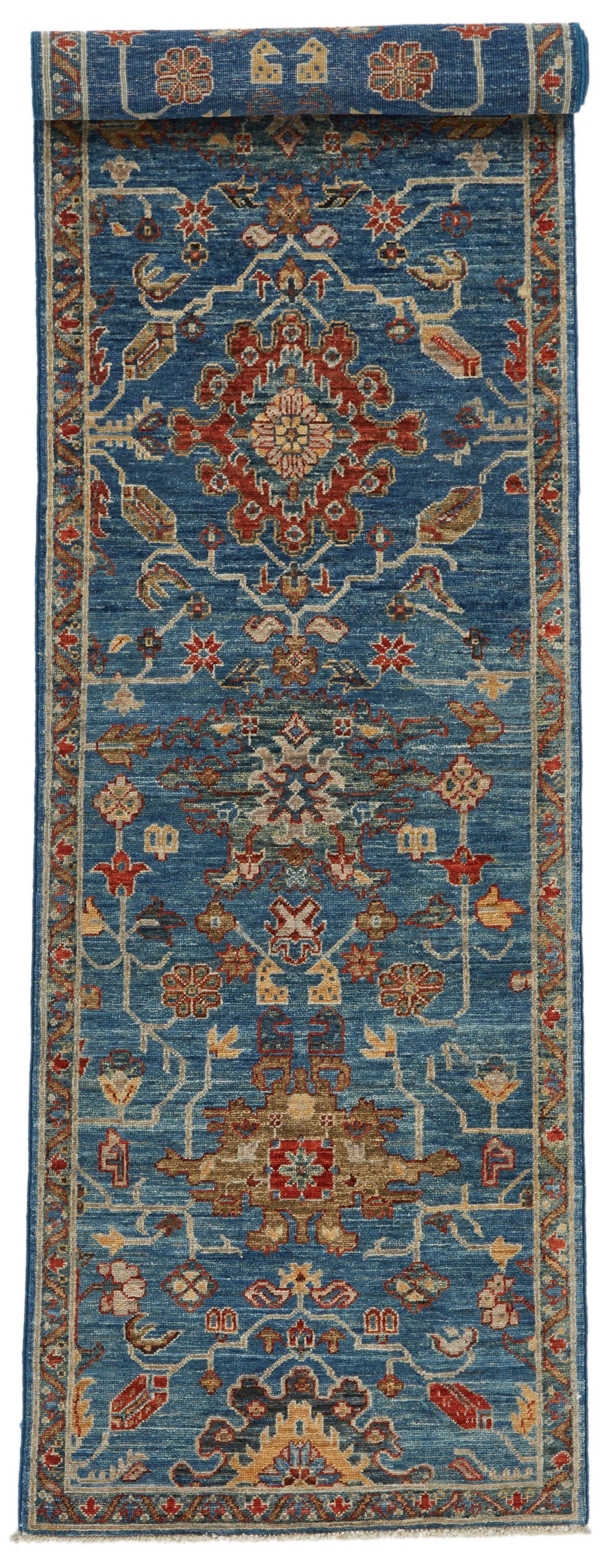 3x10 Blue and Multicolor Anatolian Traditional Runner