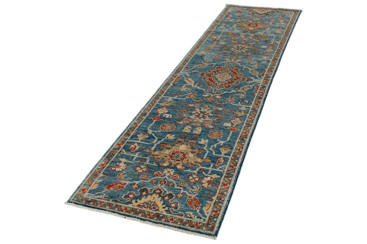 3x10 Blue and Multicolor Anatolian Traditional Runner