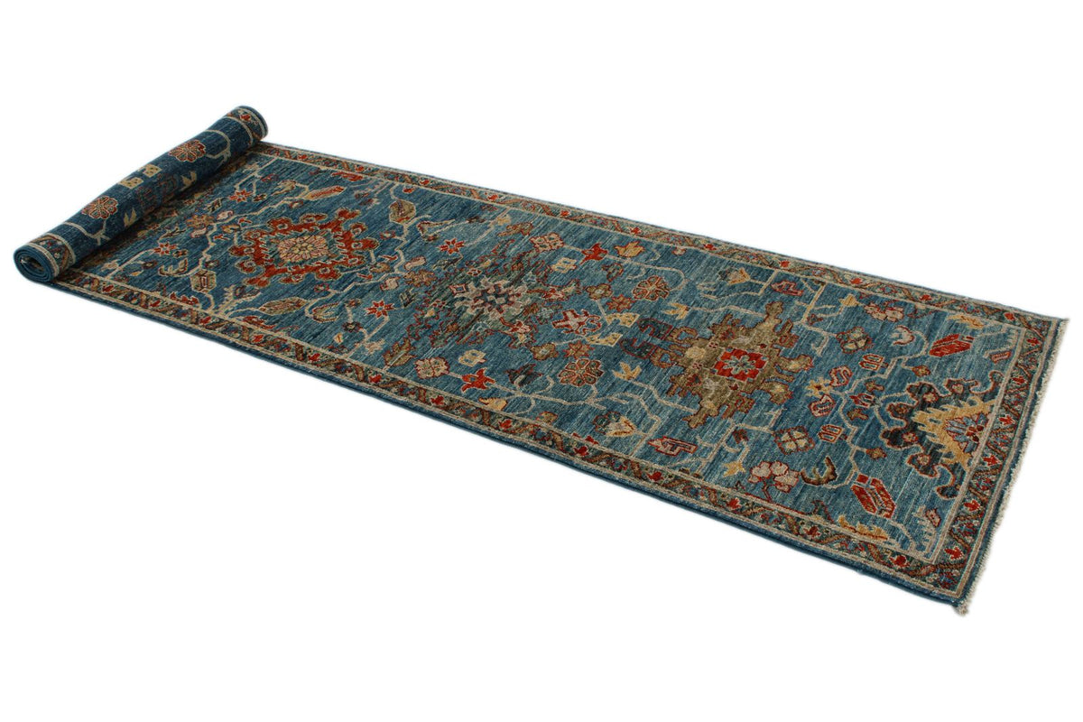 3x10 Blue and Multicolor Anatolian Traditional Runner