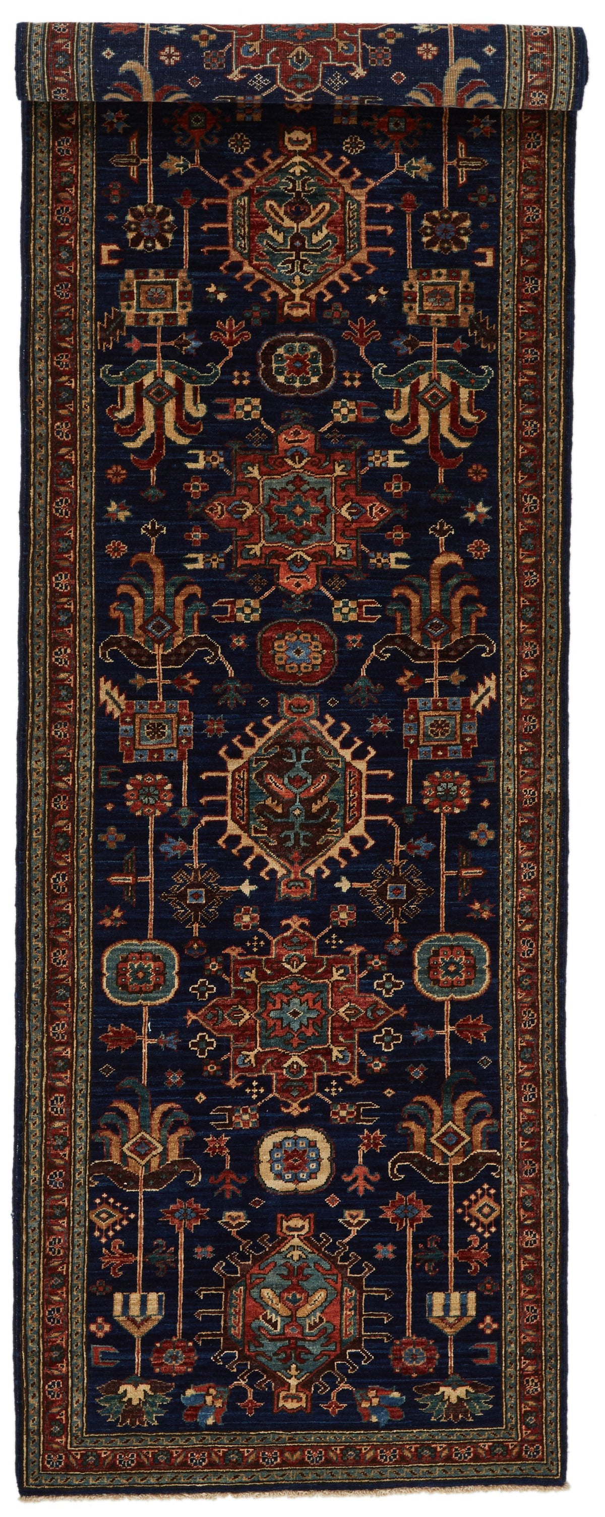 3x10 Navy and Red Traditional Runner