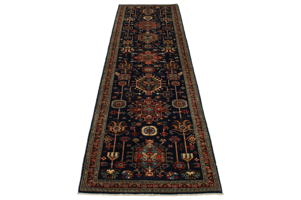 3x10 Navy and Red Traditional Runner