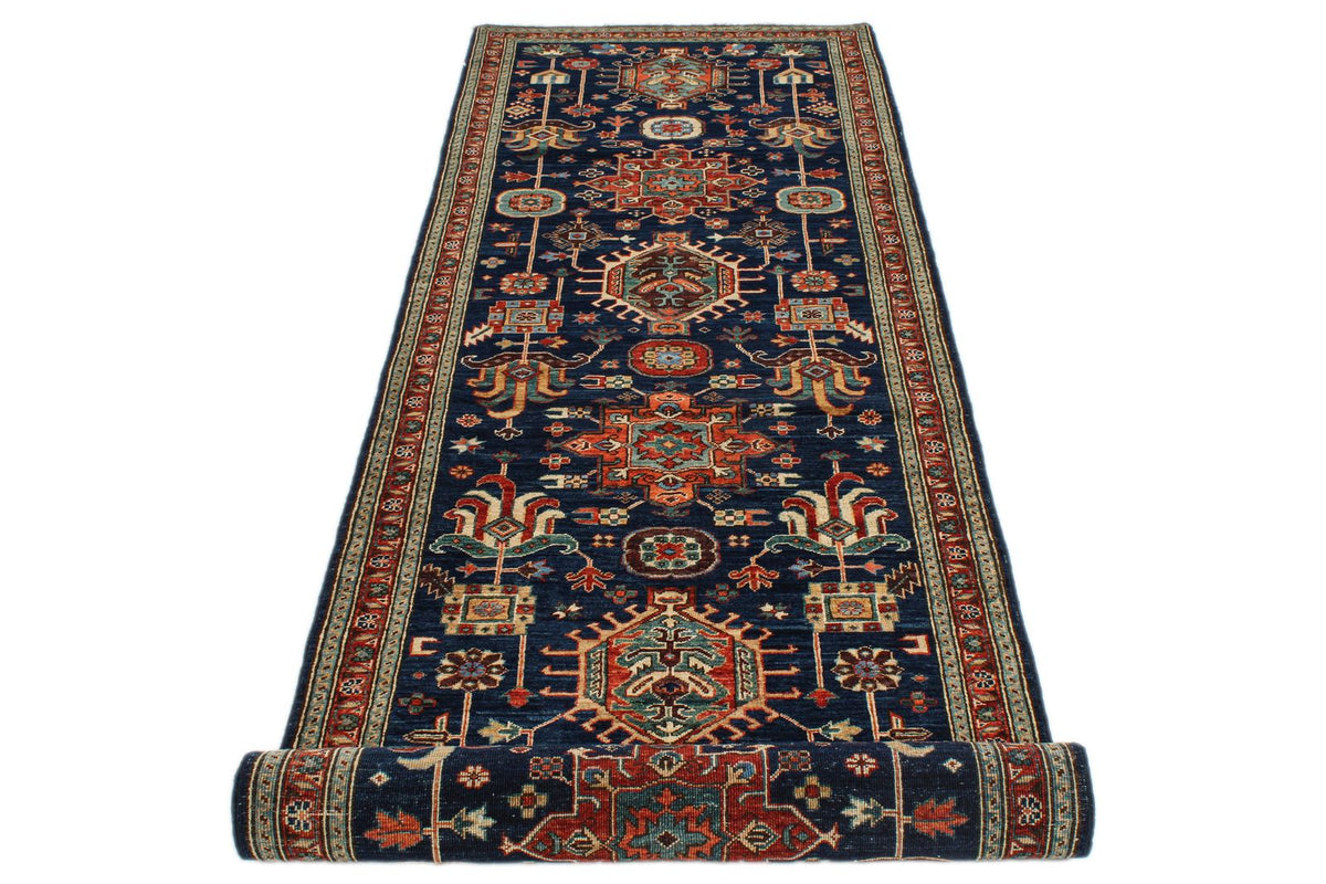 3x10 Navy and Red Traditional Runner