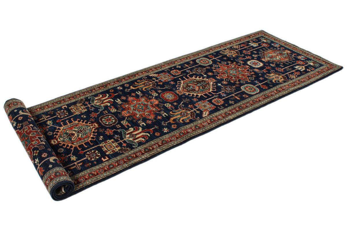 3x10 Navy and Red Traditional Runner
