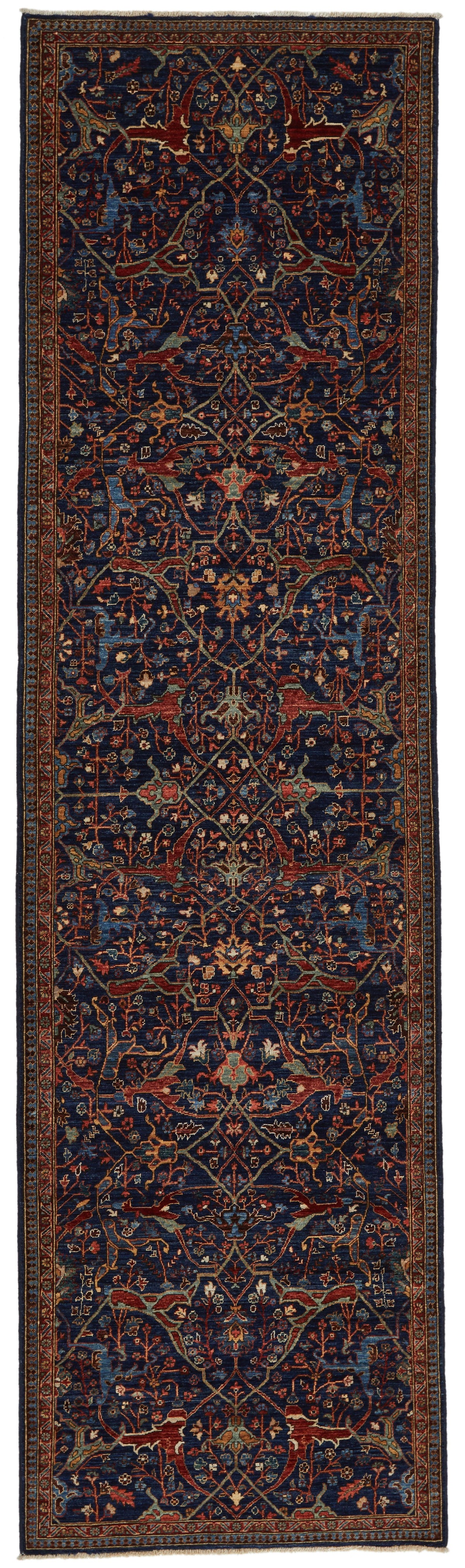 3x11 Navy and Red Anatolian Traditional Runner