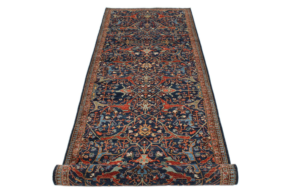 3x11 Navy and Red Anatolian Traditional Runner