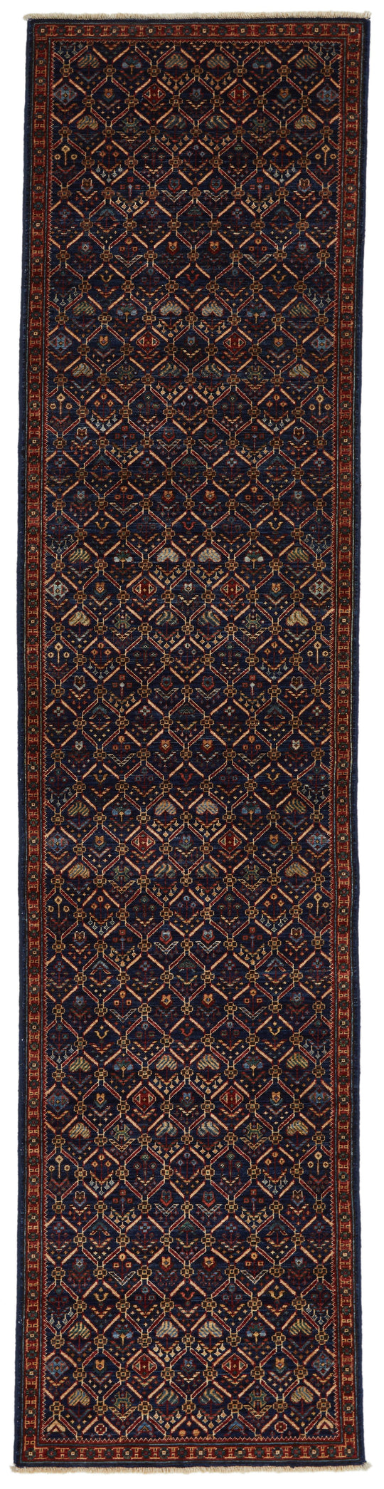 2x10 Navy and Red Traditional Runner