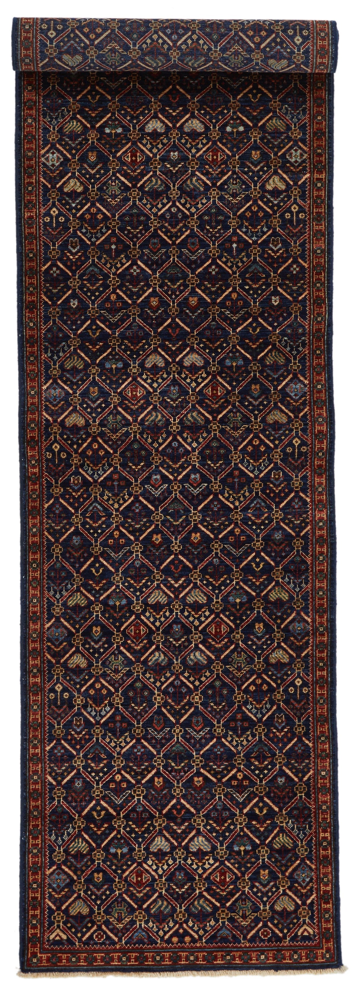 2x10 Navy and Red Traditional Runner