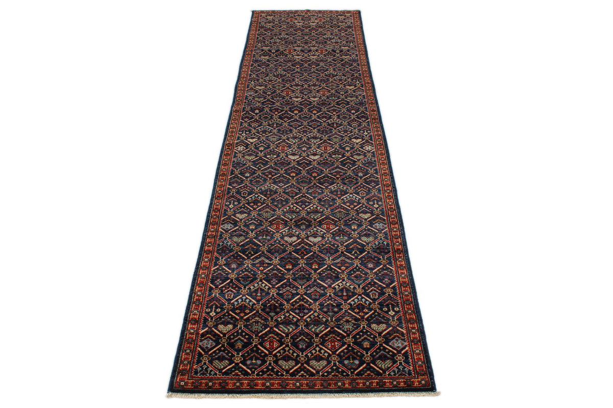 2x10 Navy and Red Traditional Runner