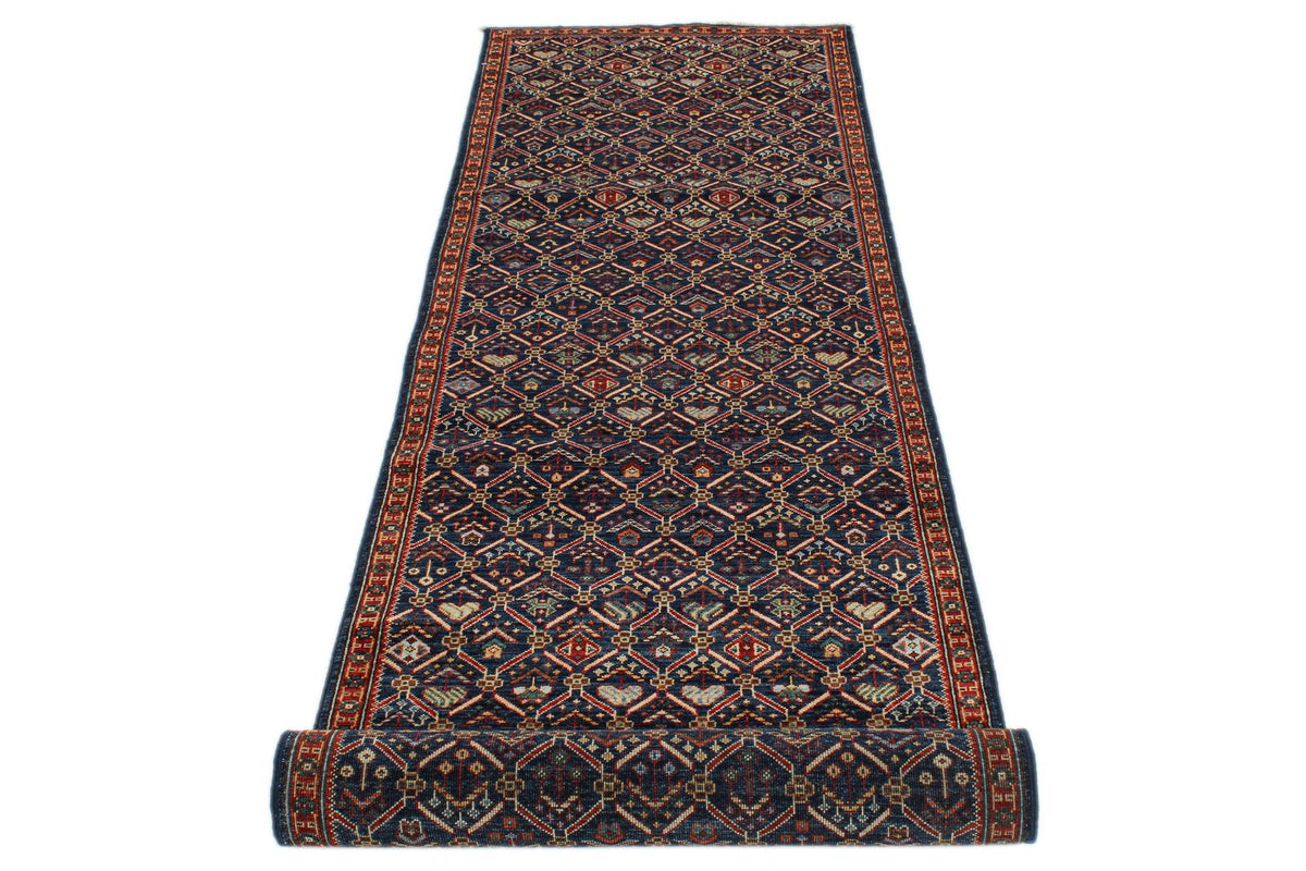 2x10 Navy and Red Traditional Runner