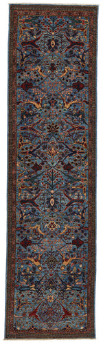 3x10 Blue and Multicolor Anatolian Traditional Runner