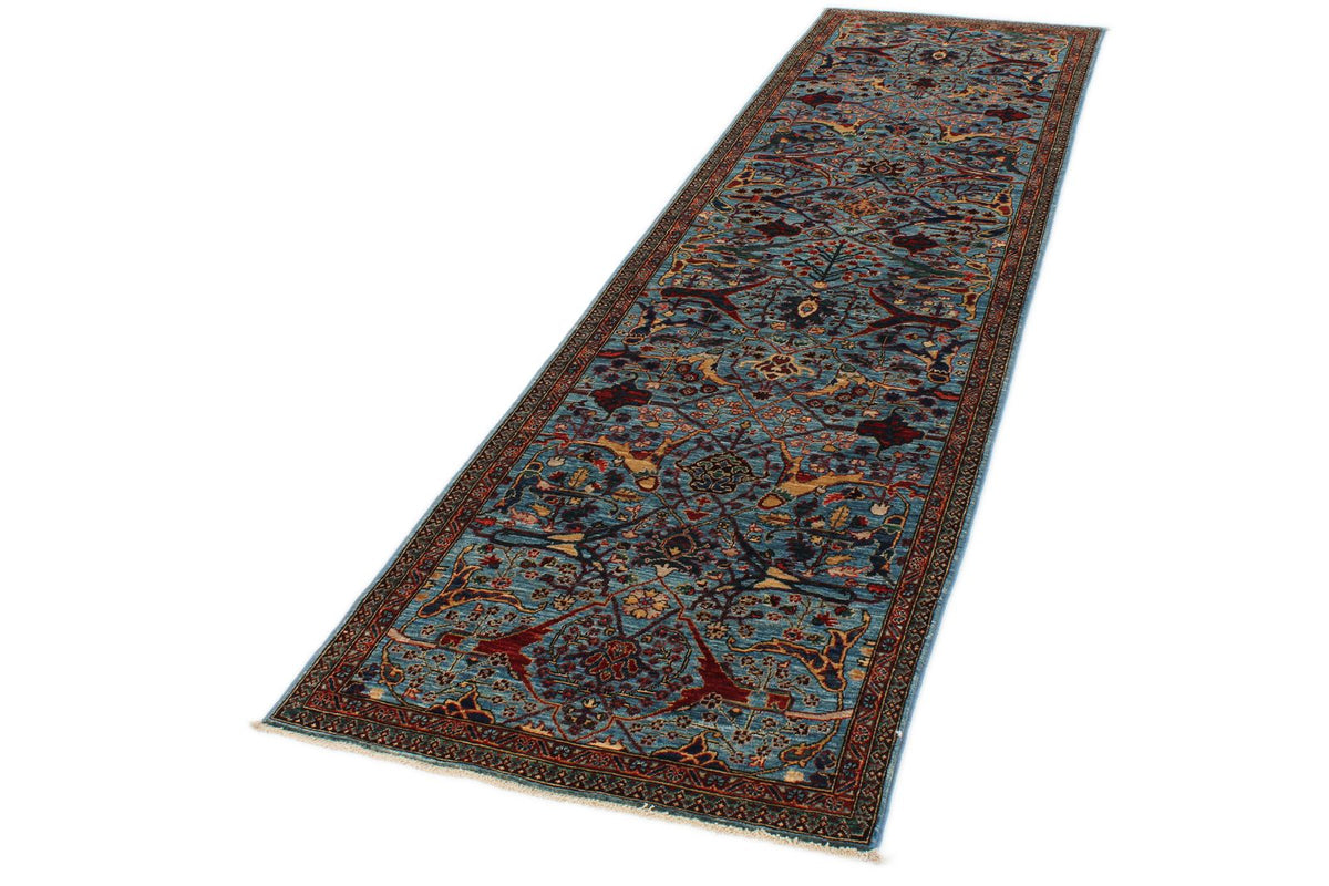 3x10 Blue and Multicolor Anatolian Traditional Runner