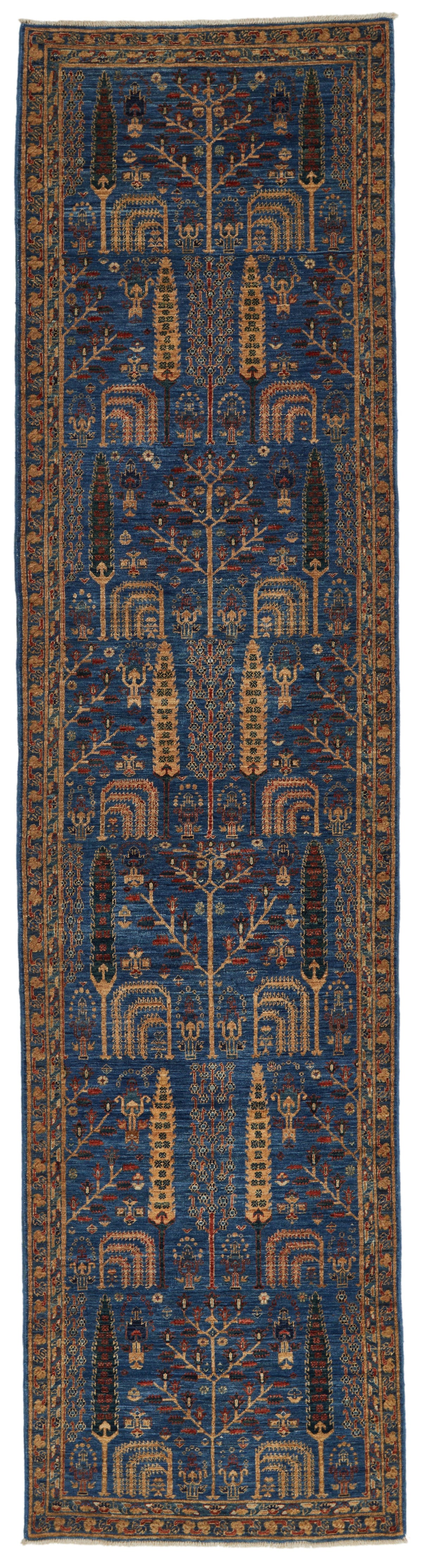 3x12 Blue and Multicolor Traditional Runner