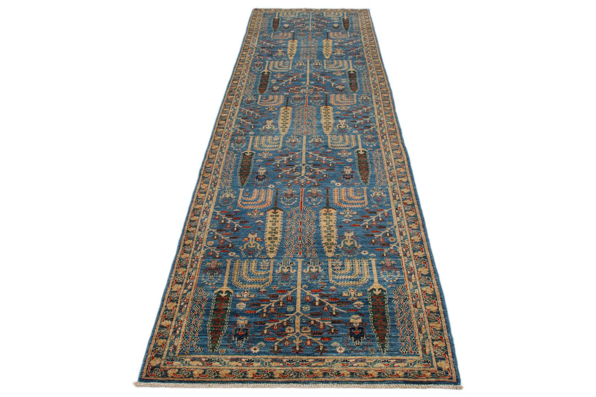3x12 Blue and Multicolor Traditional Runner