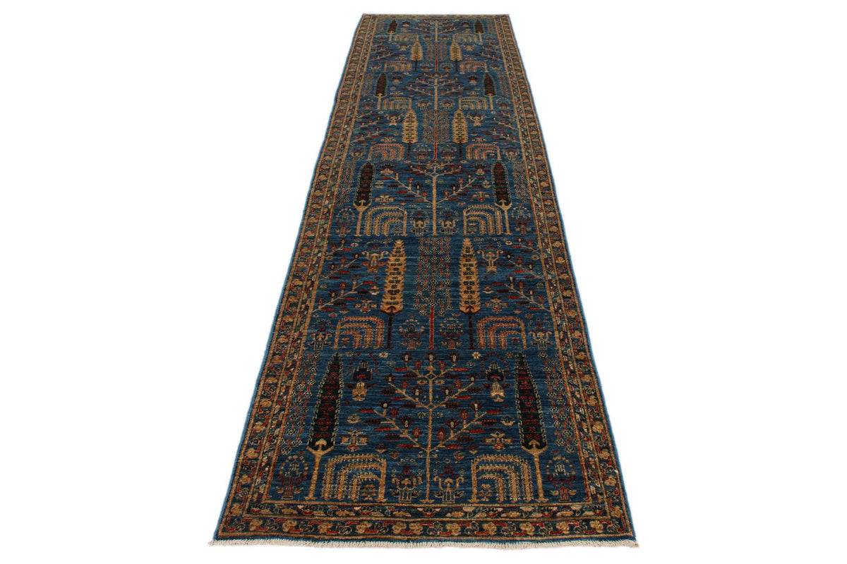 3x12 Blue and Multicolor Traditional Runner