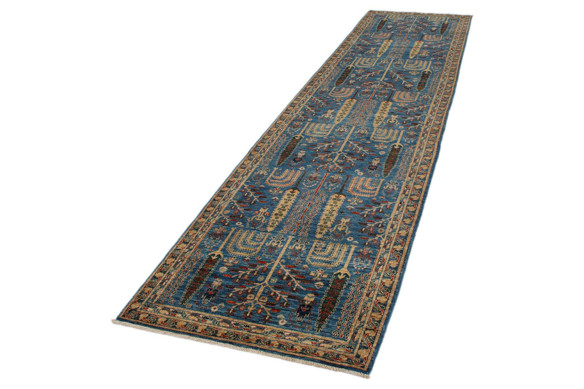 3x12 Blue and Multicolor Traditional Runner